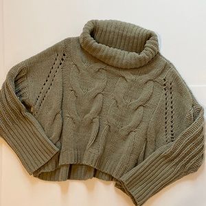 Turtle Neck Knit Drop Shoulder Sweater Sage Green SMALL